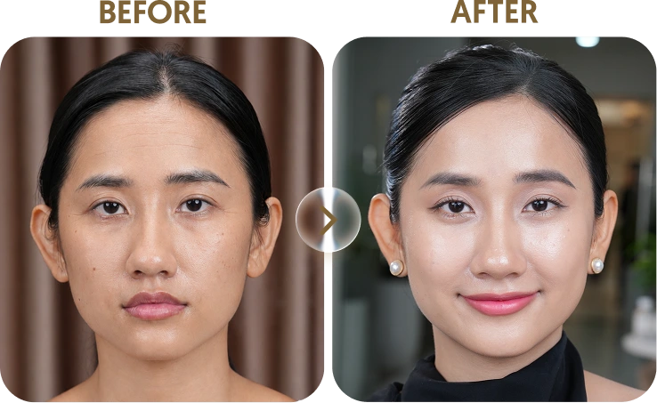 Kết quả trước sau Khách hàng Trang - 34 tuổi - Tiêm Profhilo