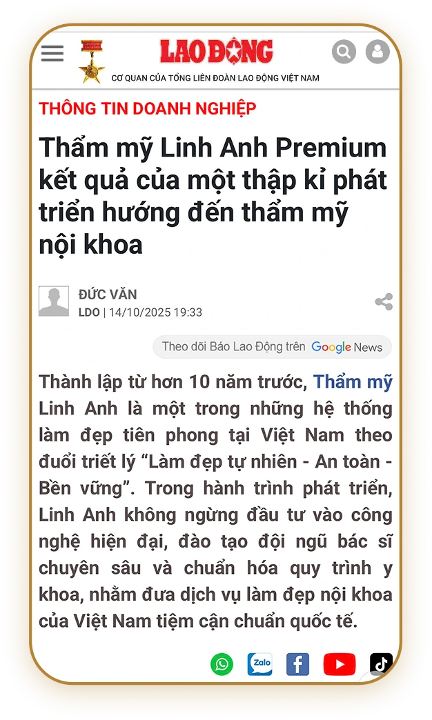 Lao Động nói về Linh Anh Premium