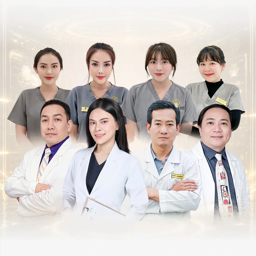 Đội ngũ bác sĩ và kỹ thuật viên triệt lông tại Linh Anh trên mobile
