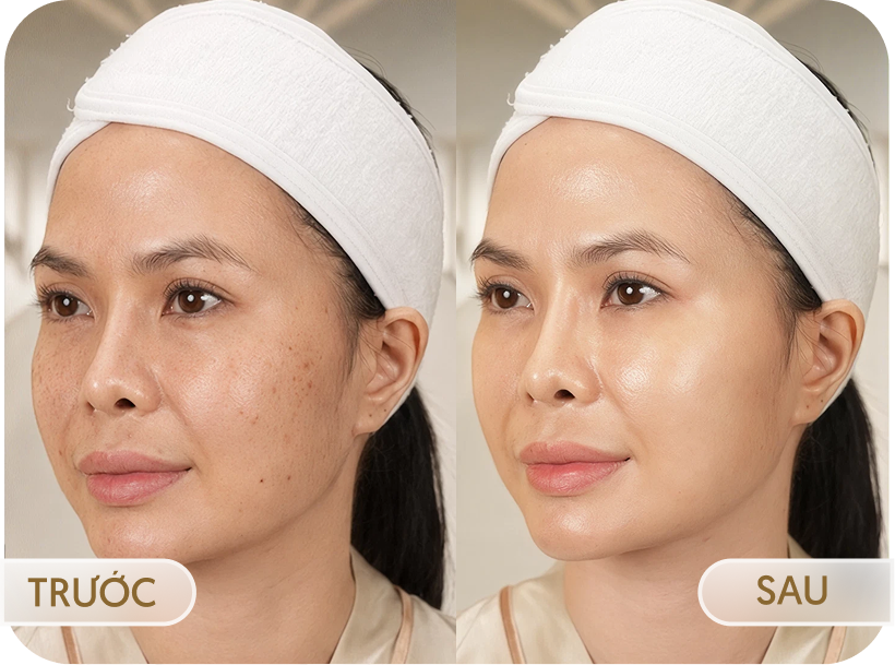 Hình ảnh trước và sau điều trị Laser Fotona của khách hàng Thanh Hương (43 tuổi)