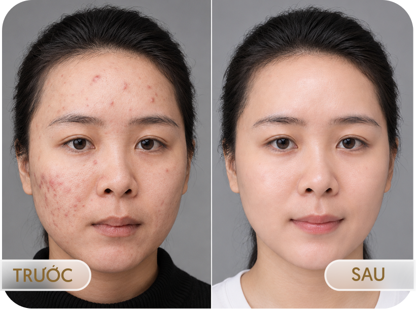 Hình ảnh trước và sau điều trị Laser Fotona của khách hàng Diệu Linh (30 tuổi)
