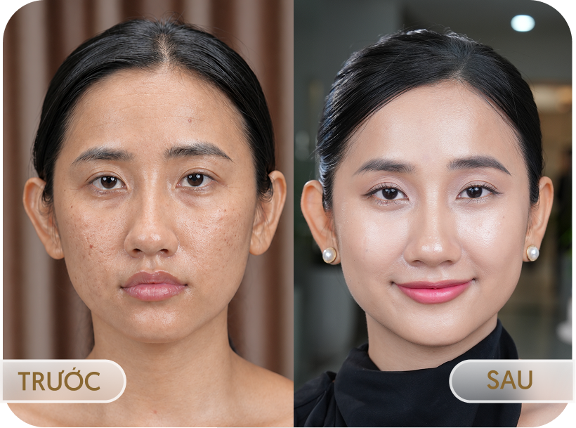Hình ảnh trước và sau điều trị Laser Fotona của khách hàng Mỹ Duyên (28 tuổi)